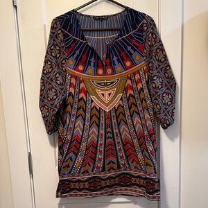 NLW Women's Bohemian Multicolor Patterned Women's Tunic size L